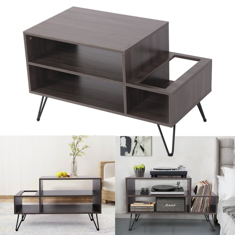 Wooden CD Rack Stand TV Cabinet Beside Table Record Player Display Storage Shelf
