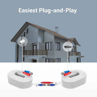 ANNKE 4PCS 100FT 30m Video Power BNC Cable for CCTV Security Camera System White