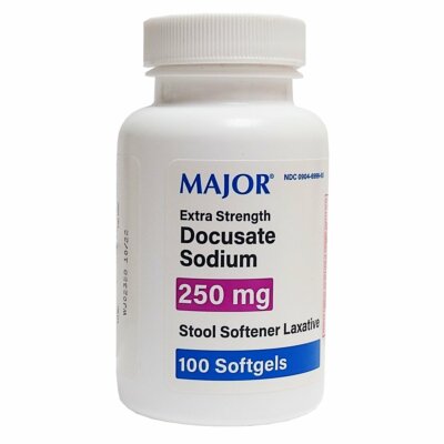Docusate Sodium 250mg Capsules Stool Softener High Dose 100ct Exp 2025