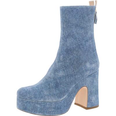 AGL Womens Blue Leather Denim Ankle Boots Platforms 40 Medium(B,M) BHFO 5040