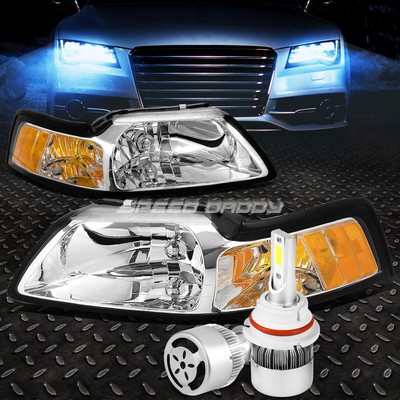 ФАРА С ПРОЗРАЧНЫМИ ЛИНЗАМИ, ЯНТАРНЫЙ УГОЛ + БЕЛЫЙ СВЕТОДИОД 9007 HID + ВЕНТИЛЯТОР ДЛЯ 99-04 MUSTANG SN95