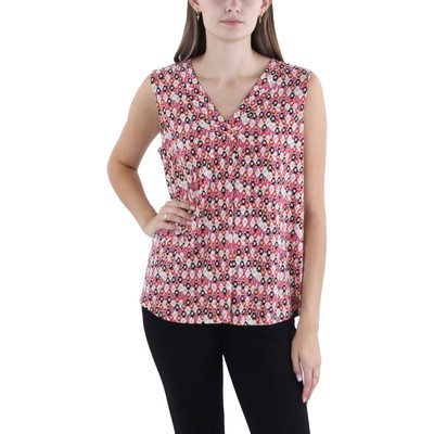 Женская розовая блузка без рукавов с принтом Anne Klein, пуловер, верхняя рубашка S BHFO 0417