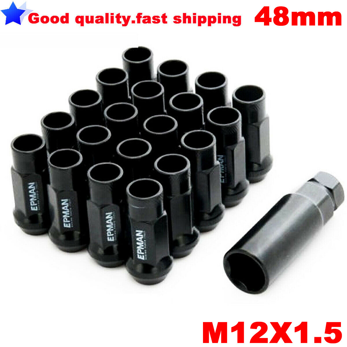 Wheel Rim Racing Lug Nuts 48mm Piece M12 X 1 5 Open End Black Ebay