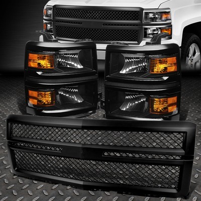 ЧЕРНАЯ ФАРА В КОРПУСЕ + ЖЕЛТЫЙ УГЛОВОЙ СИГНАЛ + РЕШЕТЧАТАЯ РЕШЕТКА РАДИАТОРА ДЛЯ 14-15 SILVERADO