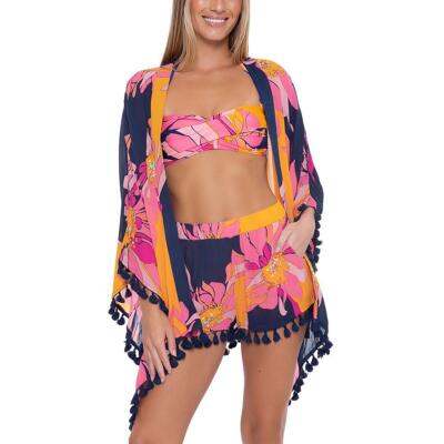 

Trina Turk Женская розовая туника с открытым передом и принтом Breeze  BHFO 8342, Multi