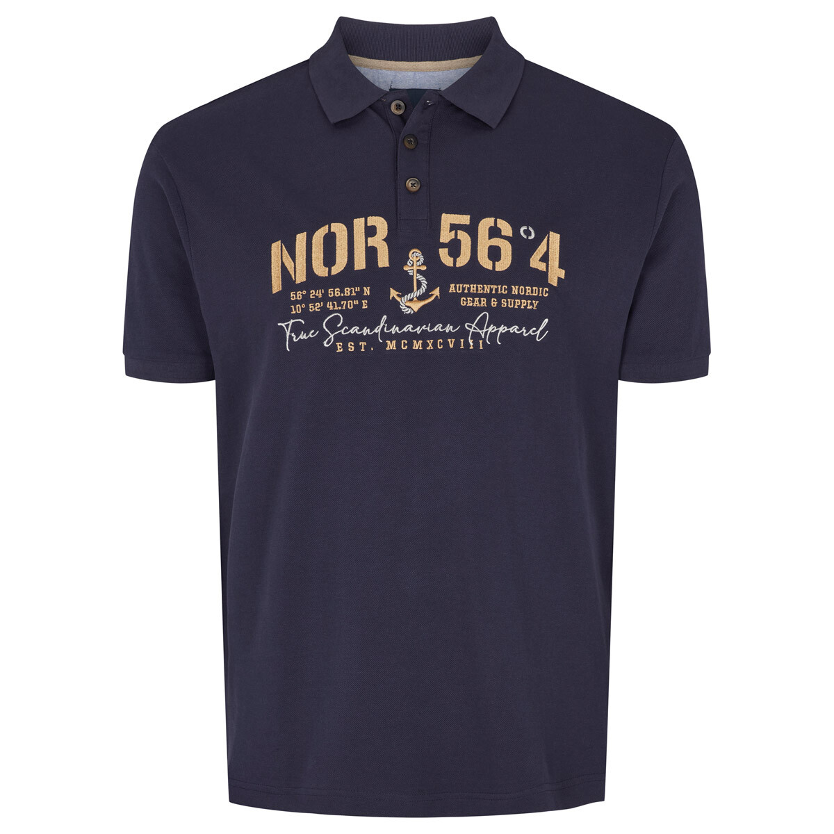 Allsize North Poloshirt in blau mit Motiv
