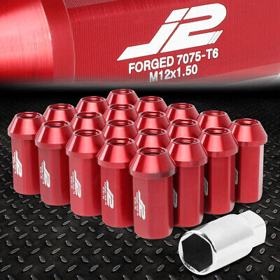 J2 ENGINEERING 7075 АЛЮМИНИЙ M12X1.5 20ШТ 45 ММ ГАЙКА С ОТКРЫТЫМ НАКОНЕЧНИКОМ + АДАПТЕР КРАСНЫЙ