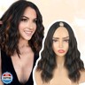 KRSI Highlight Brown Bob V Part Wigs Short Half Bob Wig for Black Women 16inch Synthetic U Part Wigs Thin Leave Out Full Head Clip in Hair Replacement