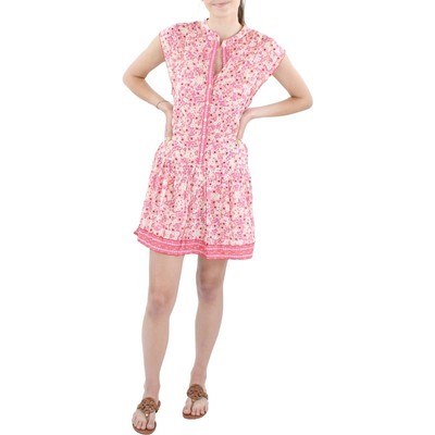 

Poupette St Barth Womens Dr Amora Розовое летнее платье миди Ke с цветочным принтом  BHFO 6542, Pink multi