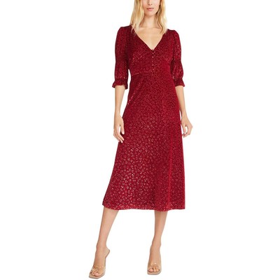 

Женское красное бархатное платье миди с принтом из телячьей кожи Betsey Johnson  BHFO 7692, Rio red