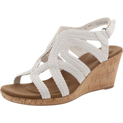 Женские белые кожаные плетеные босоножки на танкетке Rockport 9 Medium (B,M) BHFO 8223