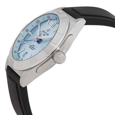 Pre-owned Breitling Chronomat Gmt 40 Automatic Chronometer Ice Blue Dial Men's Watch