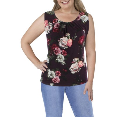 

Фиолетовая плиссированная майка Calvin Klein Womens с цветочным принтом Plus  BHFO 6435, Aubergine