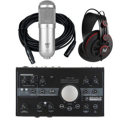 Mackie Big Knob Studio Podcasting Home Recording Bundle + MXL Mic + Headphones