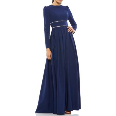 

Ieena for Mac Duggal Женское темно-синее вечернее платье с украшением  BHFO 8946, Midnight