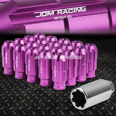 НАБОР ГАЕК JDM ИЗ ОТКРЫТОГО АЛЮМИНИЯ ФИОЛЕТОВОГО ЦВЕТА С 20 НАКОНЕЧНИКАМИ + АДАПТЕР M12X1.5 ДИАМЕТРОМ 24 ММ / ВЫСОТОЙ 50 ММ