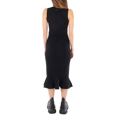 Pre-owned Jw Anderson Ruffled Hem Sleeveless Midi Dress In Black