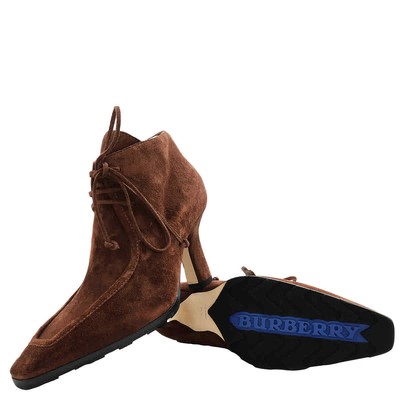 Pre-owned Burberry Suede Storm Lace-up Ankle Boots