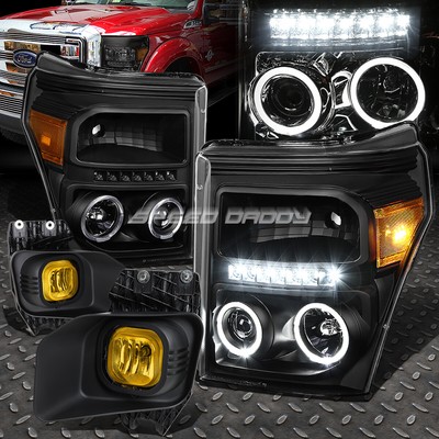 [LED DRL] ДЛЯ ПРОЕКТОРНЫХ ФАР 11-16 F250-F550 +ПРОТИВОТУМАННЫЕ ФАРЫ ЖЕЛТОГО ЦВЕТА +РАМКА +ВЫКЛЮЧАТЕЛЬ