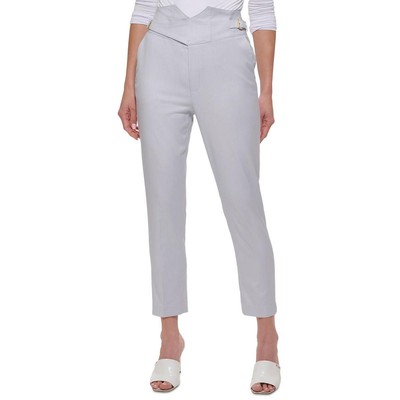 Женские синие брюки DKNY с высокой посадкой и карманами на поясе 14 BHFO 6751