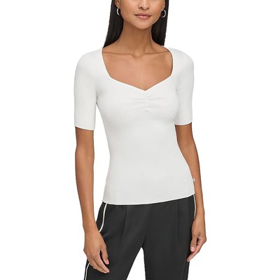 Karl Lagerfeld Paris Womens White Fitted Shirt Pullover Sweater Top S BHFO 9732