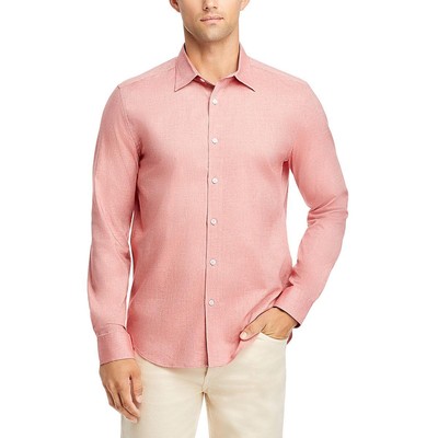 Private Label Mens Red Cotton Regular fit Button-Down Shirt Top M BHFO 5908