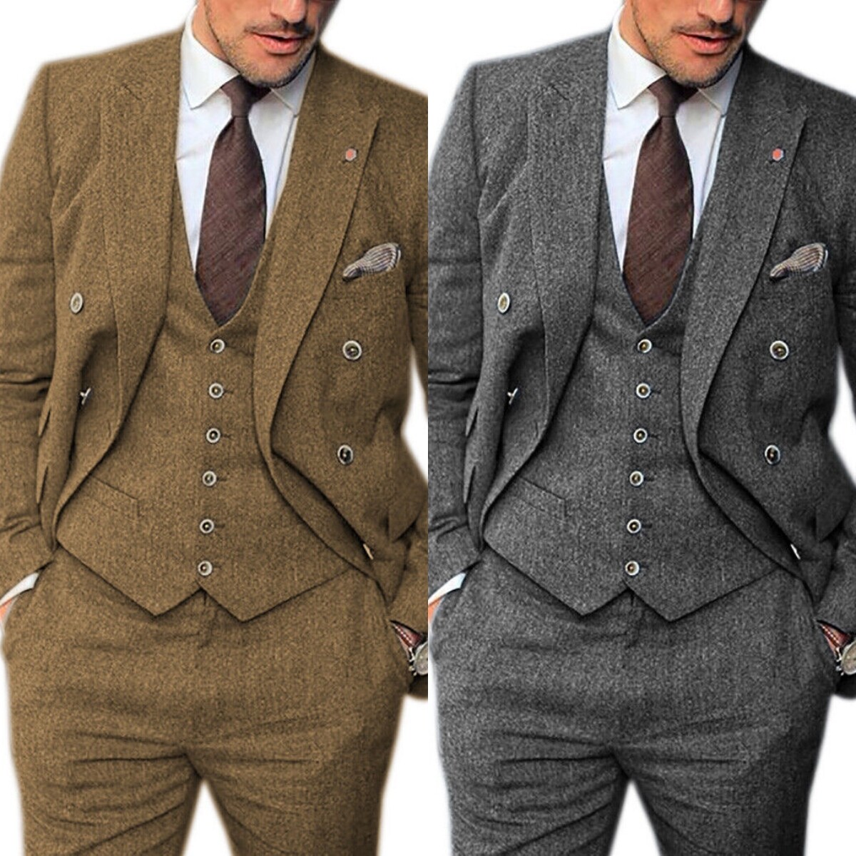 パンツ NEAT wool tweed herringbone tapperd 46 Mens Tweed Suit Pants Vintage Wool Herringbone Adjustable