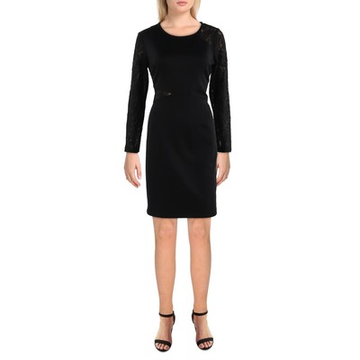Женское вечернее платье-футляр Stella & Julie черного цвета с кружевной отделкой Ponte 10 BHFO 0359
