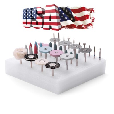 35Pcs Dental Lab Polishing Kit Burs wheel Disc For Ceramics Porcelain HP AZDENT