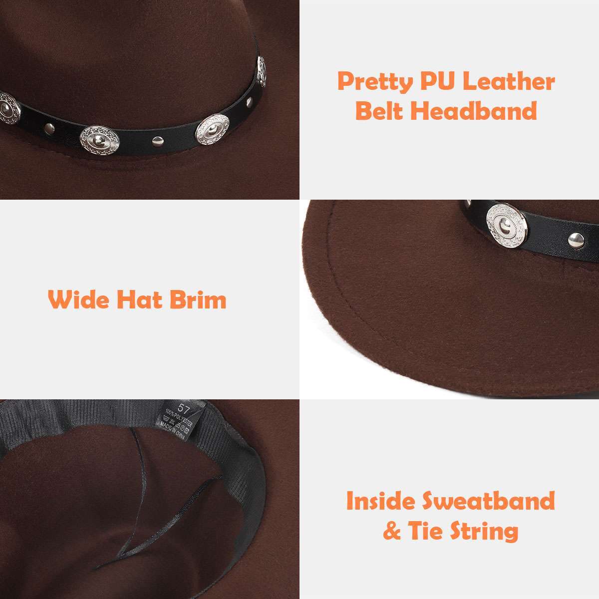 Wide Brim Hat Fedora Panama Western Cowboy Girl Hat Casual Cap For Men Womens