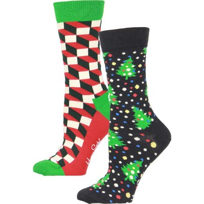 Happy Socks Женские мульти-носки 2PK Crew Festive Christmas 9-11 BHFO 1630