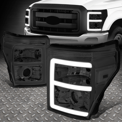 [LED DRL] ДЛЯ 11-16 ФАР FORD SUPER DUTY С ДЫМЧАТЫМИ/ПРОЗРАЧНЫМИ УГЛОВЫМИ ПРОЕКТОРНЫМИ ЛАМПАМИ