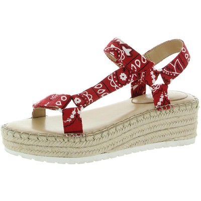 

Женские сандалии на танкетке Nine West Glampin 7 красные, туфли 9, средние (B,M) BHFO 3374, Medium red fabric, Glampin 7