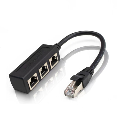 RJ45 Ethernet 1 to 3 Ports LAN Splitter Adapter Cable Network Connectors