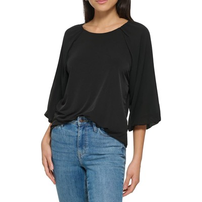 Женская черная рабочая одежда Calvin Klein, офисная однотонная блузка-рубашка XL BHFO 2577
