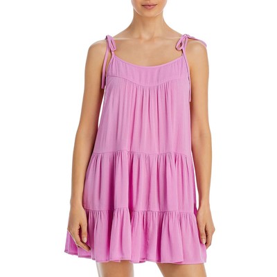 Женское розовое пляжное платье с завязками на плечах Aqua Swim Cover-Up L BHFO 5951