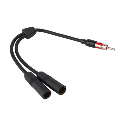 Car AM FM Radio Antenna Splitter Adapter, 1 Male to 2 Female Y Adaptor Connector