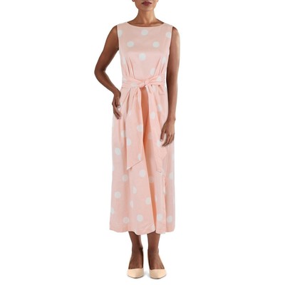 

Женское розовое летнее платье миди из телячьей кожи с принтом Anne Klein  BHFO 9950, Pink/white