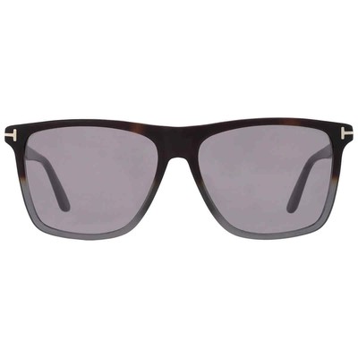 Pre-owned Tom Ford Fletcher Smoke Mirror Browline Men's Sunglasses Ft0832 55c 59 In Gray