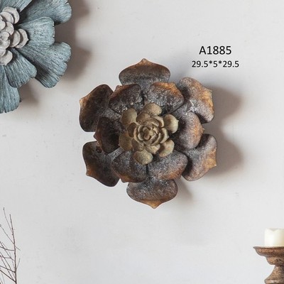 Wall Art 29.5cm Metal Flower Distressed Plaque French Provincial