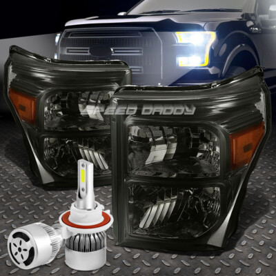 ФАРА С ДЫМЧАТЫМ КОРПУСОМ + ЯНТАРНЫЙ УГОЛОК + БЕЛЫЙ СВЕТОДИОД H13 HID + ВЕНТИЛЯТОР ДЛЯ 11-16 ЧАСОВ SUPERDUTY