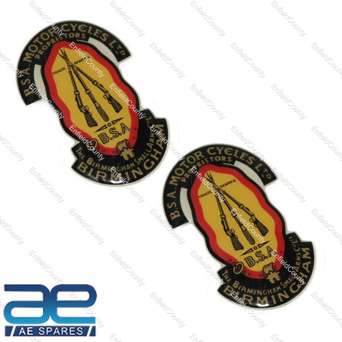 BSA MOTORCYCLES LTD TRADE MARKS BIRMINGHAM STICKER DECAL PAIR 