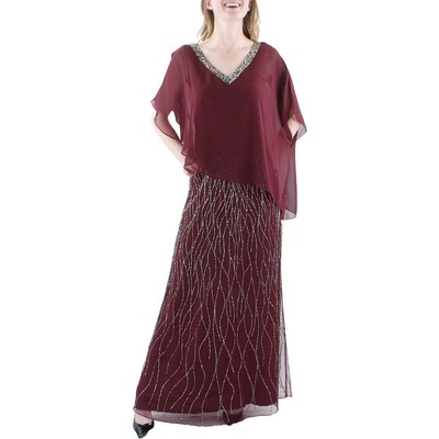 JKara Womens Red Drapey Long Formal Evening Dress Gown 4 BHFO 8120