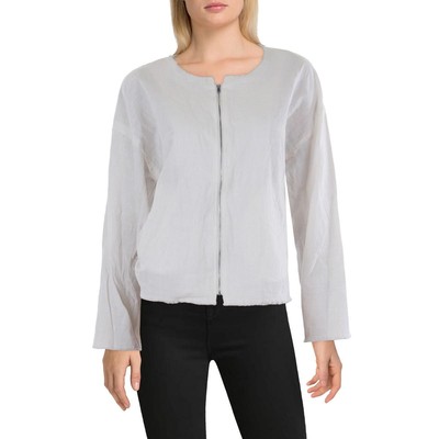 Sage The Label Womens Ivory Cotton Fringe Collarless Blazer Jacket L BHFO 4055