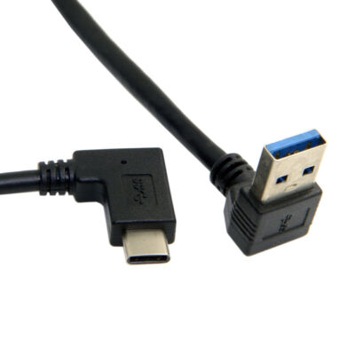 90 D Down Angled A Male to Reversible USB-C USB 3.1 90° Data Cable for Laptop