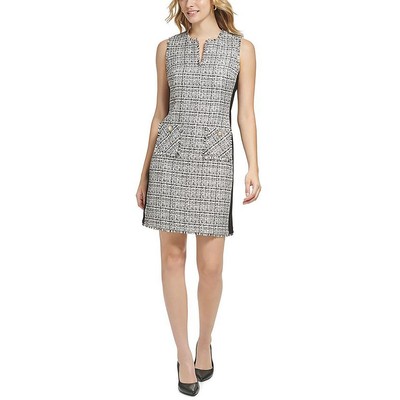 Женское черно-белое твидовое платье-футляр без рукавов от Karl Lagerfeld Paris, 4 BHFO 9628