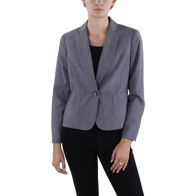 Le Suit Женский серый блейзер на одной пуговице с оконным стеклом Petites 6P BHFO 9897