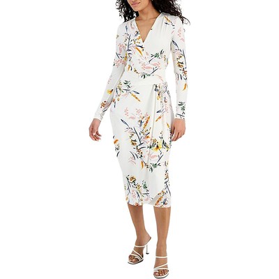 Rachel Rachel Roy Womens Nola Ivory Jersey Print Midi Wrap Dress S BHFO 8404