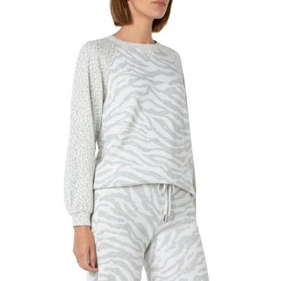 

Женский свитшот с круглым вырезом Liverpool с животным принтом, домашняя одежда BHFO 0450, Zebra/leopard jacquard