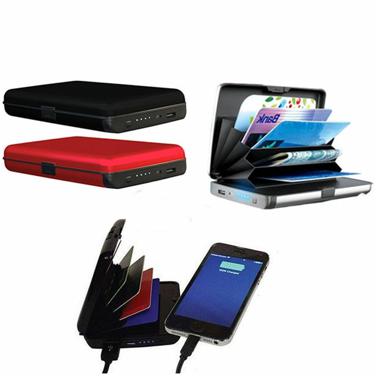 Porta Carte Di Credito Ricaricabile Usb Portafoglio Powerbank ECharge Wallet cir